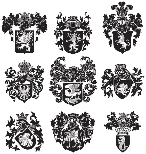 Set of heraldic silhouettes No3 — Stock Vector