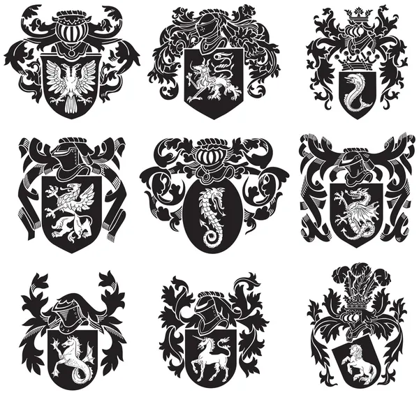 Set heraldische silhouetten no1 — Stockvector