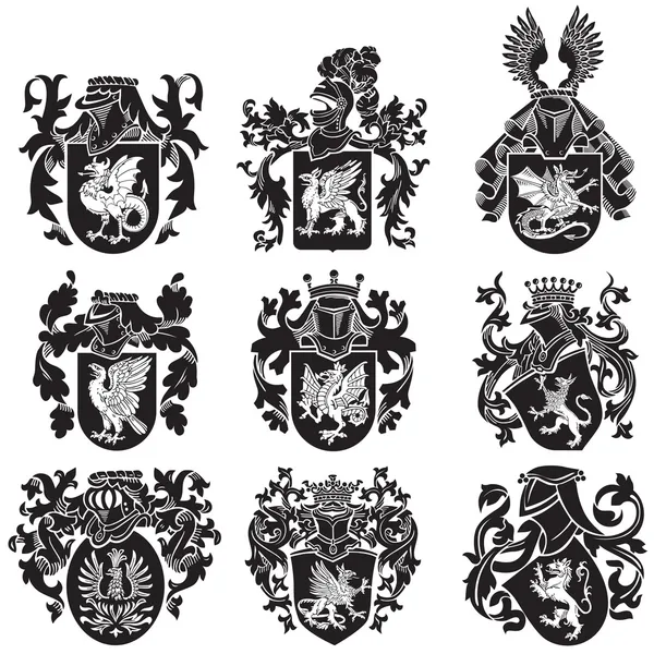 Set heraldische silhouetten no2 — Stockvector