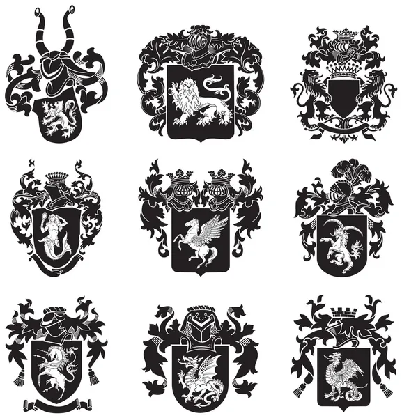 Ensemble de silhouettes héraldiques No4 — Image vectorielle