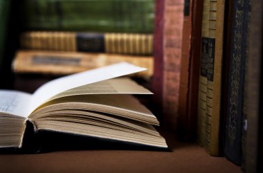 kitaplığındaki kitap açık