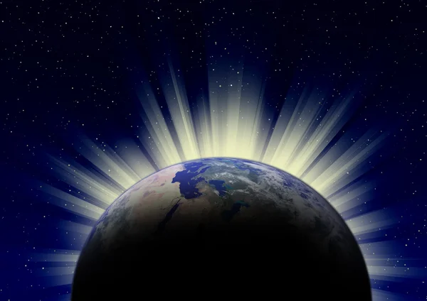 Soluppgång över jorden — Stockfoto