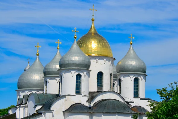 Domes of the Sofia cathedral in Novgorod. — Stock Photo, Image