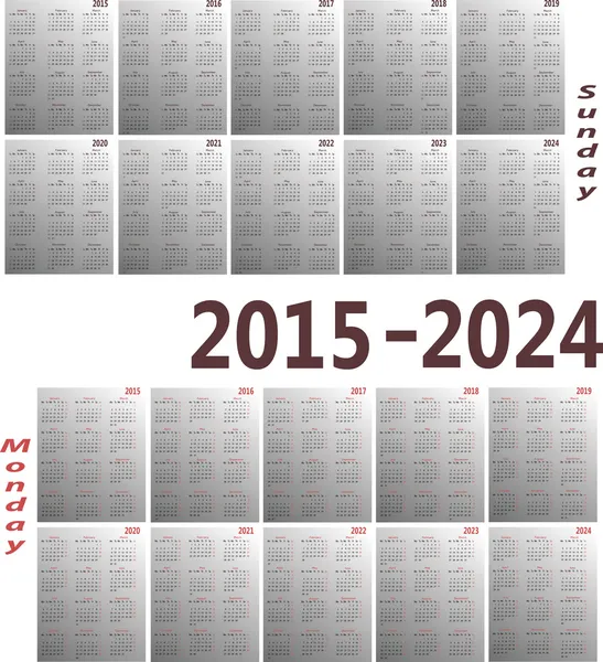 Calendrier 2015-2024 — Image vectorielle