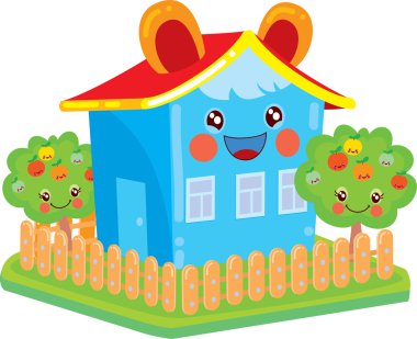 gözleri kawaii tarzı ile güzel bir ev