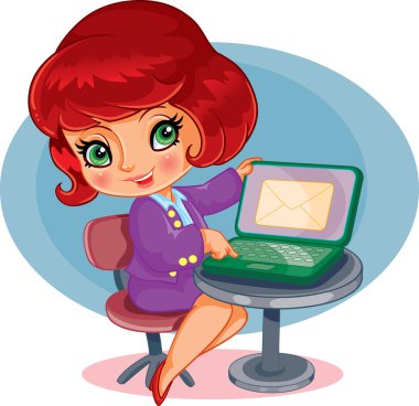 Kız bilgisayar çalışır