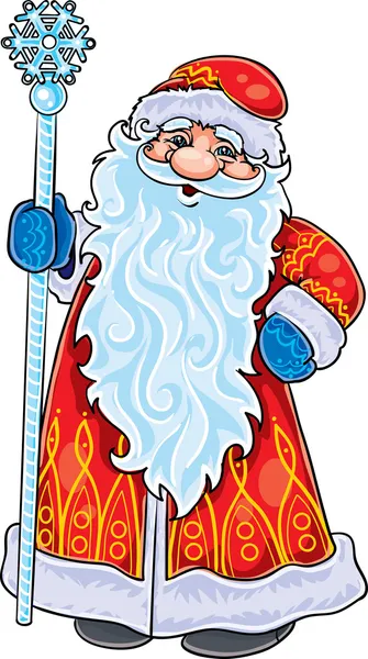 Santa Claus with a fabulous staff — Stock Vector