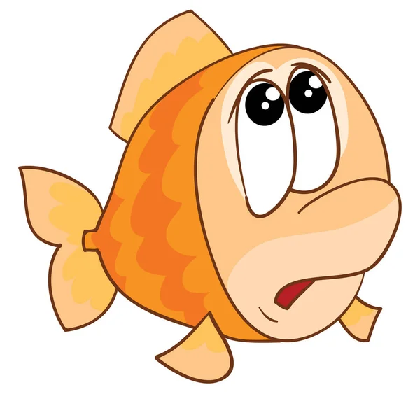 Bonito Goldfish Personagem Olhando Para Cima Assustado Desenho Animado Ilustração —  Vetores de Stock