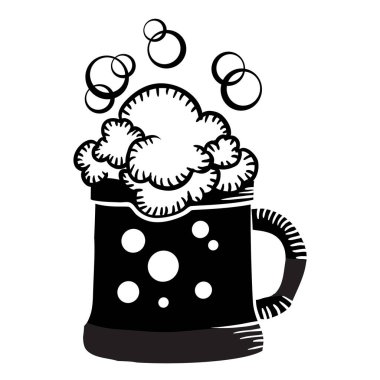 Ağzına kadar köpükle dolu biçimlendirilmiş bardak, beyaz arka planda izole edilmiş nesne, vektör illüstrasyonu, eps