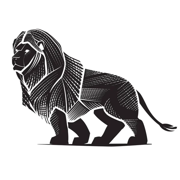 Logo Lion Proud Pose Black Isolated Object White Background Vector — Stockvektor