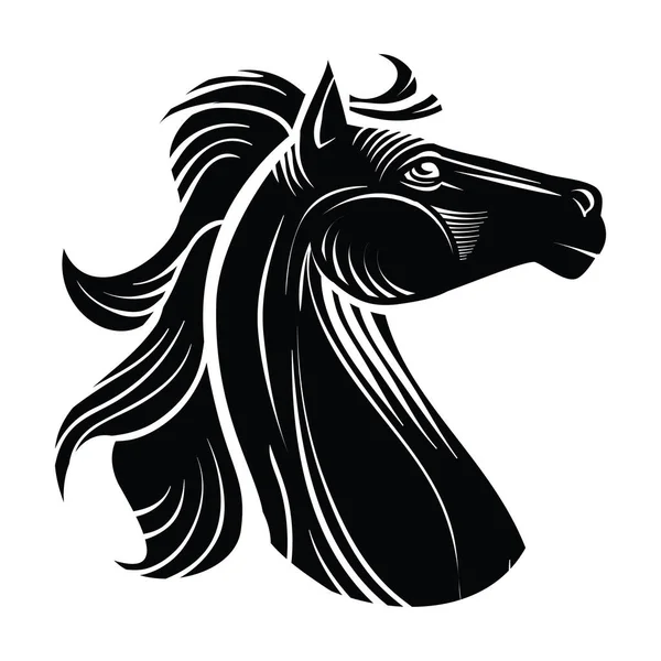 Stylizovaná Hlava Koně Elegantní Hřívou Logo Izolovaný Objekt Bílém Pozadí — Stockový vektor