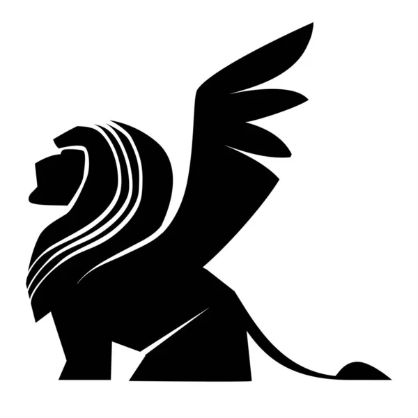 Silhouette Stylisée Sphinx Profil Noir Objet Isolé Sur Fond Blanc — Image vectorielle