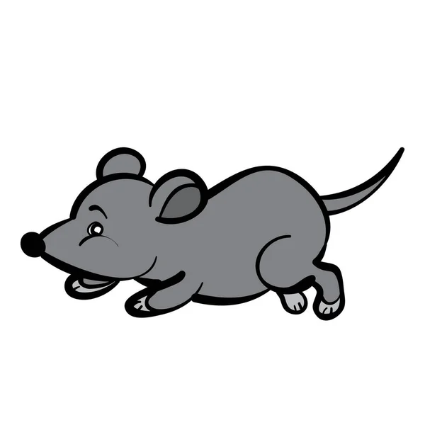 Carácter Ratón Gris Que Huye Ilustración Dibujos Animados Objeto Aislado — Vector de stock