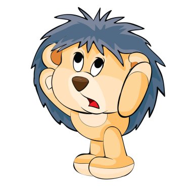 Kolları havada duran sevimli kirpi karakteri, karikatür çizimi, beyaz arka planda izole edilmiş nesne, vektör, ep