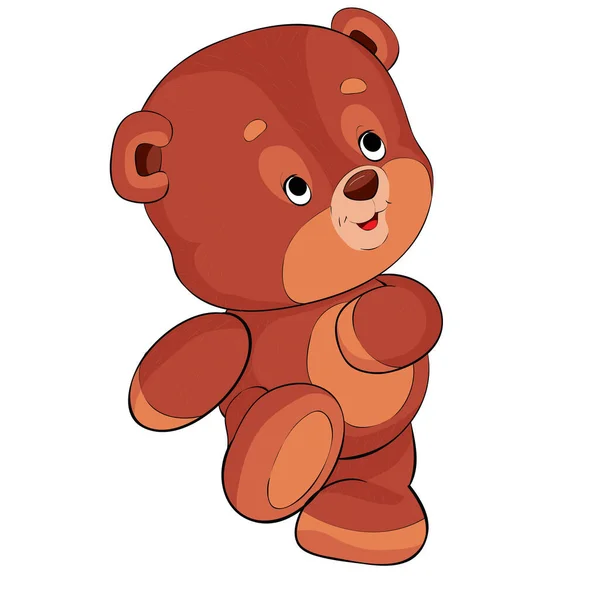 Personagem Urso Bonito Andando Lugar Ilustração Dos Desenhos Animados Objeto — Vetor de Stock