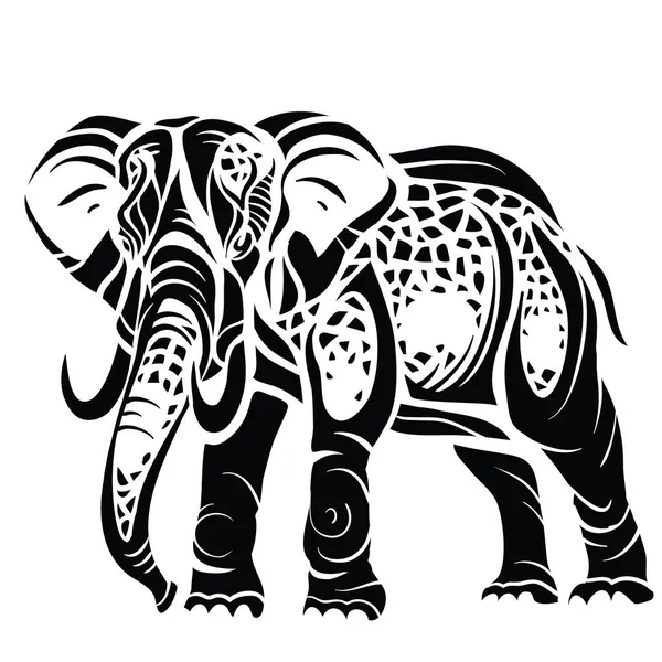 Elefante Estilizado Cor Preta Objeto Isolado Fundo Branco Ilustração Vetorial —  Vetores de Stock
