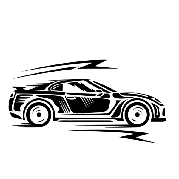 Stylized Car Sports Style Profile Logo Isolated Object White Background — Stock Vector