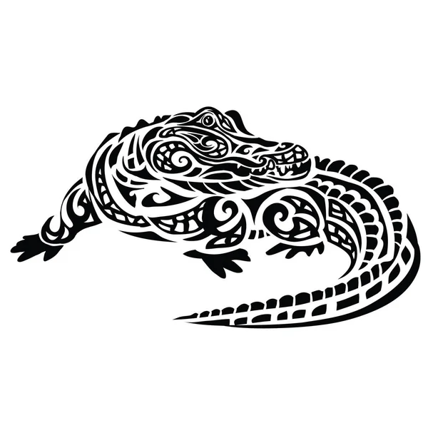 Stiliserade Stora Krokodil Vände Sig Mot Oss Logotyp Isolerade Objekt — Stock vektor
