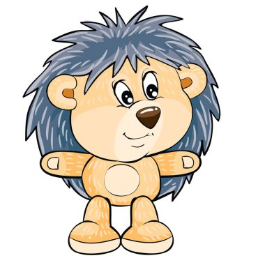 Şirin kirpi karakteri patilerini farklı yönlere, çizgi film çizimlerine, beyaz arkaplandaki izole nesnelere, vektörlere yaymış.