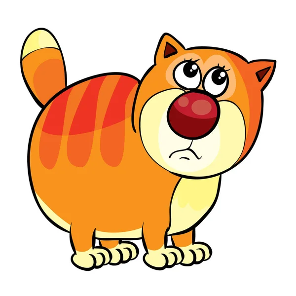 Çizgili arsız kırmızı kedi, karikatür çizimi, beyaz arkaplanda izole nesne, vektör, ep