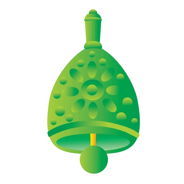 Zelená Dekorativní Zvonek Kreslené Ilustrace Izolovaný Objekt Bílém Pozadí Vektor — Stockový vektor