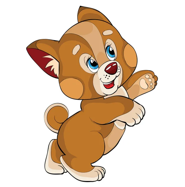 Arka Ayakları Üzerinde Duran Sevimli Kahverengi Köpek Yavrusu Karakteri Karikatür — Stok Vektör
