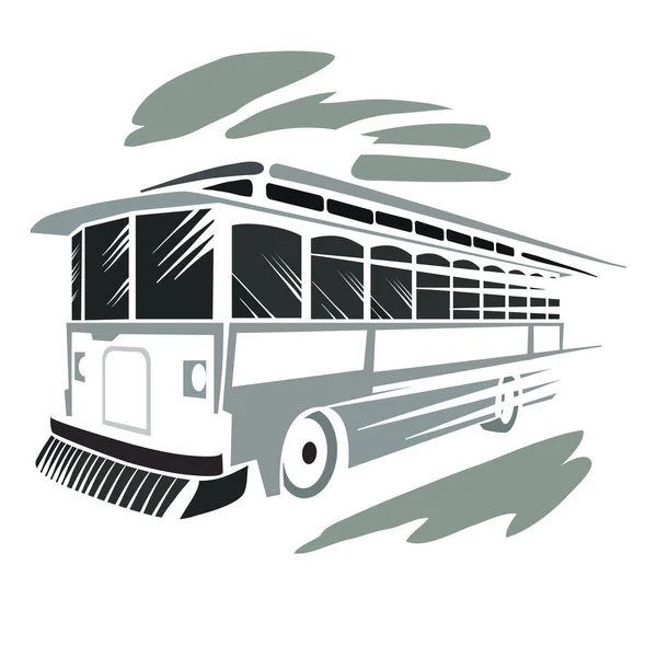 Ônibus Estilo Gráfico Cor Cinza Objeto Isolado Fundo Branco Ilustração — Vetor de Stock