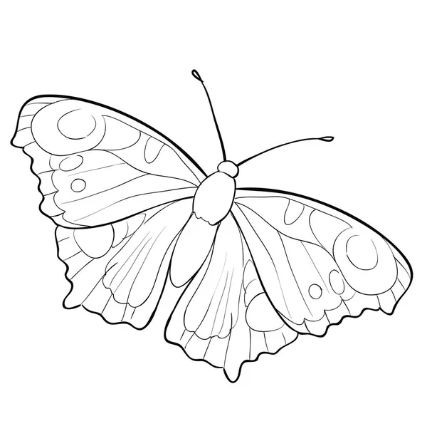 Sketch Butterfly Black Color Different Patterns Coloring Book Isolated Object — Vector de stock