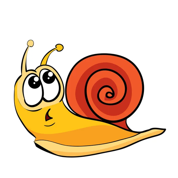 Cute Snail Character Big Eyes Scared Something Running Away Cartoon — Stockvector