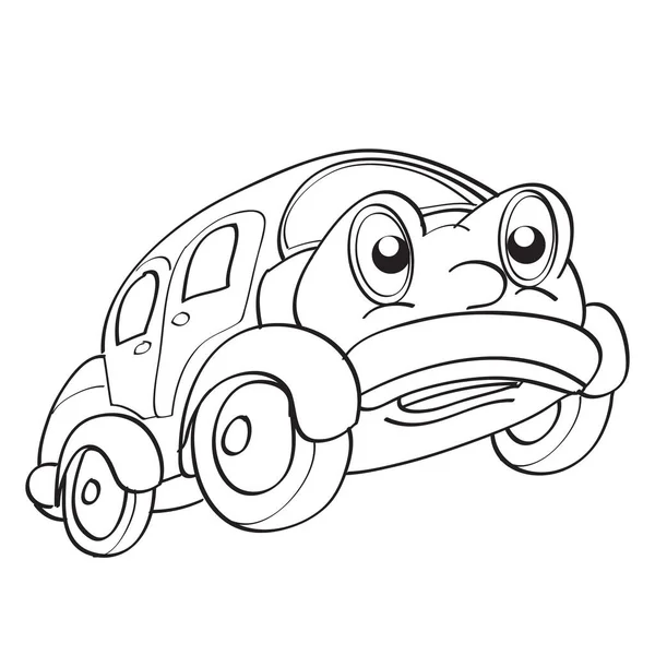 Sketch Cute Car Character Big Eyes Scared Looks Hard Braking — 스톡 벡터