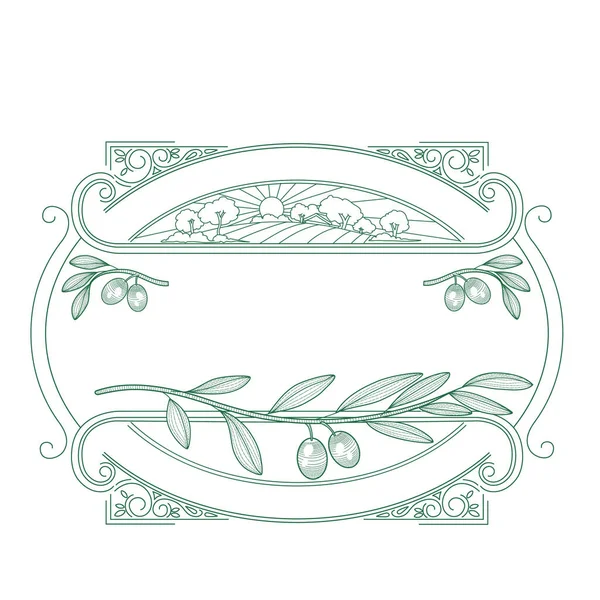 Logo Decorative Frame Olive Branches Decorative Objects Isolated Object White — Stok Vektör