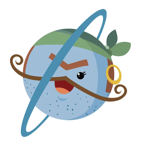 Bir Gözü Bıyıklı Kulağında Küpe Olan Bir Korsan Olarak Uranüs — Stok Vektör