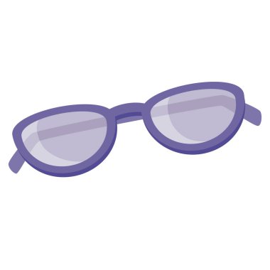 mor çerçeveli gözlük, üst görünüm, beyaz arkaplanda izole nesne, vektör illüstrasyonu, eps.