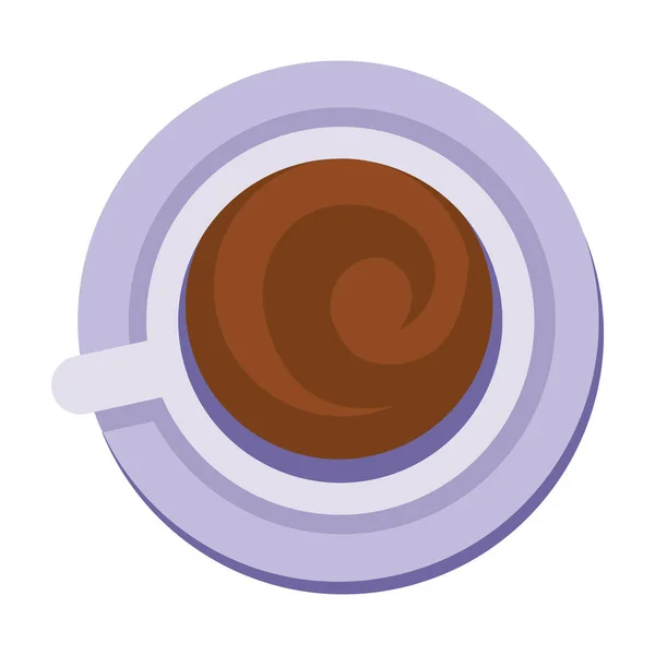 コーヒーや紅茶の入った紫色のカップ トップビュー 白い背景の孤立したオブジェクト ベクトルイラスト Eps — ストックベクタ