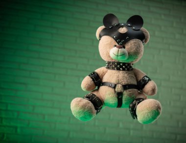bdsm accessories on a teddy bear