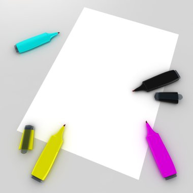 CMYK ucu kalem kağıt üzerinde hissetti.