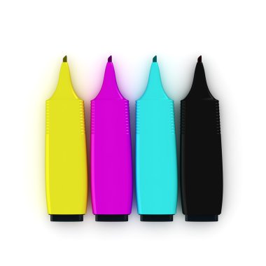 cmyk vurgulayıcılar kümesi