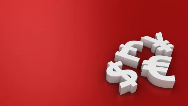 World currencies on the red — Stock Photo, Image