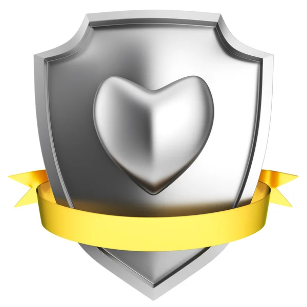 Steel heart shield — Stock Photo, Image