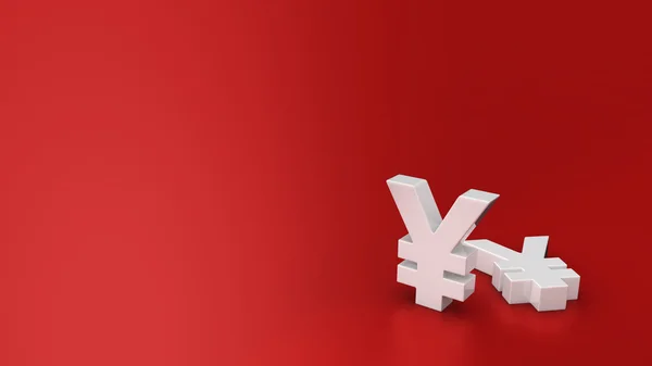 Yen auf rotem Hintergrund — Stockfoto
