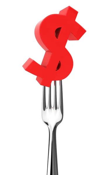 Dollar symbol on a fork — Stock Photo, Image
