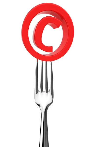 Copyright symbol on a fork — Stock Photo, Image