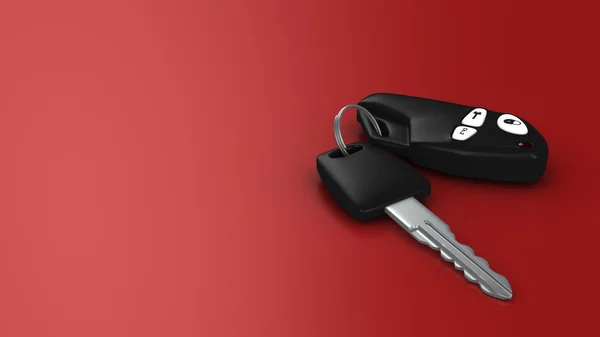Bilnyckel på röd — Stockfoto