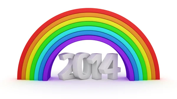 2014 год под радугой — стоковое фото