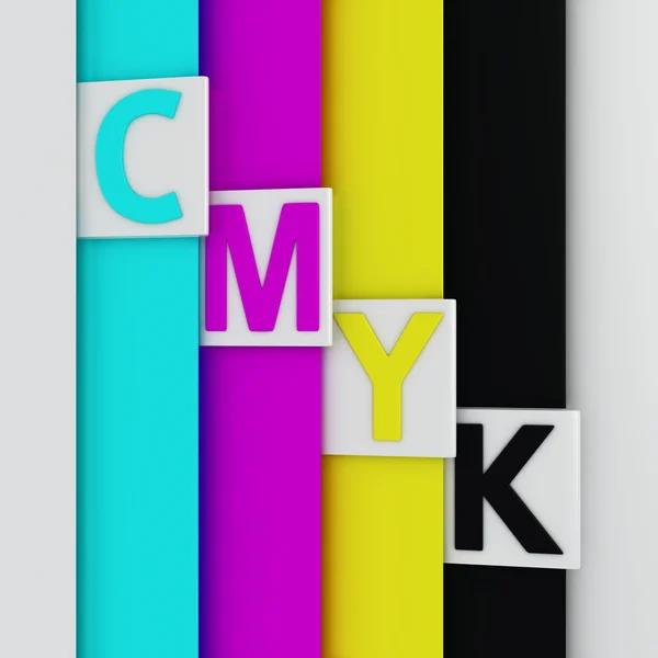 Semne de carte pe paginile CMYK — Fotografie, imagine de stoc