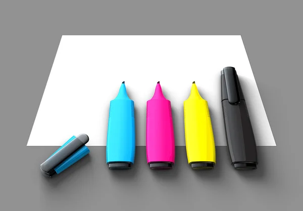 CMYK Felt-tip pens — Stock Photo, Image