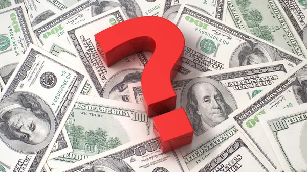 Question mark on the dollar background — Stock Photo, Image