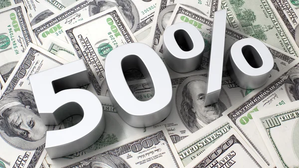 50 per cento sullo sfondo del dollaro — Foto Stock