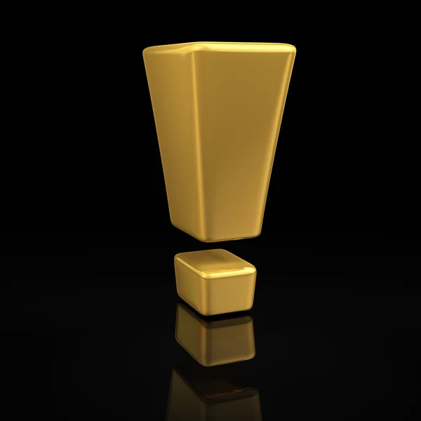 Gold exclamation mark on black — Stock Photo, Image