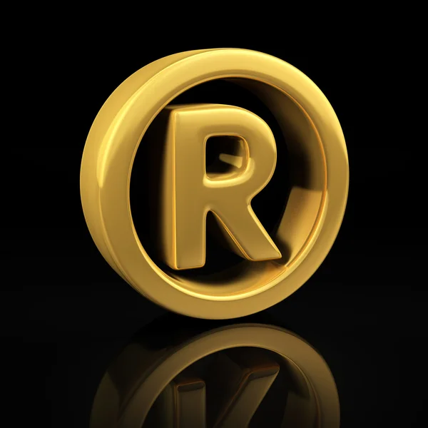 Gold registered trademark on black — Stock Photo, Image